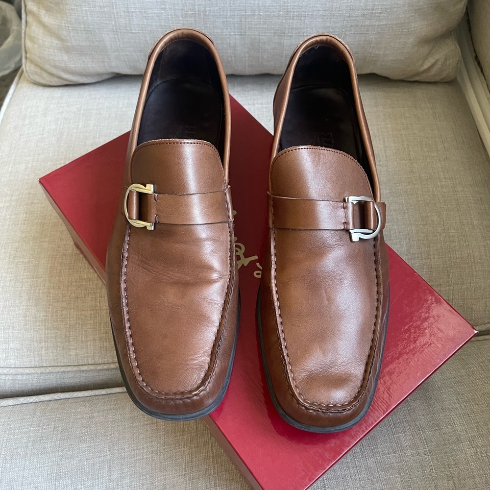 Salvatore ferragamo mens loafers in brown leather